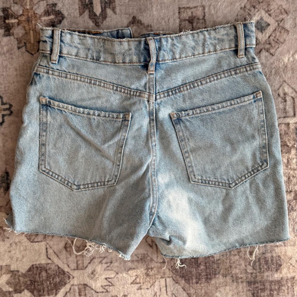 Zara Light Blue high waisted Jean Shorts - Picture 2 of 3